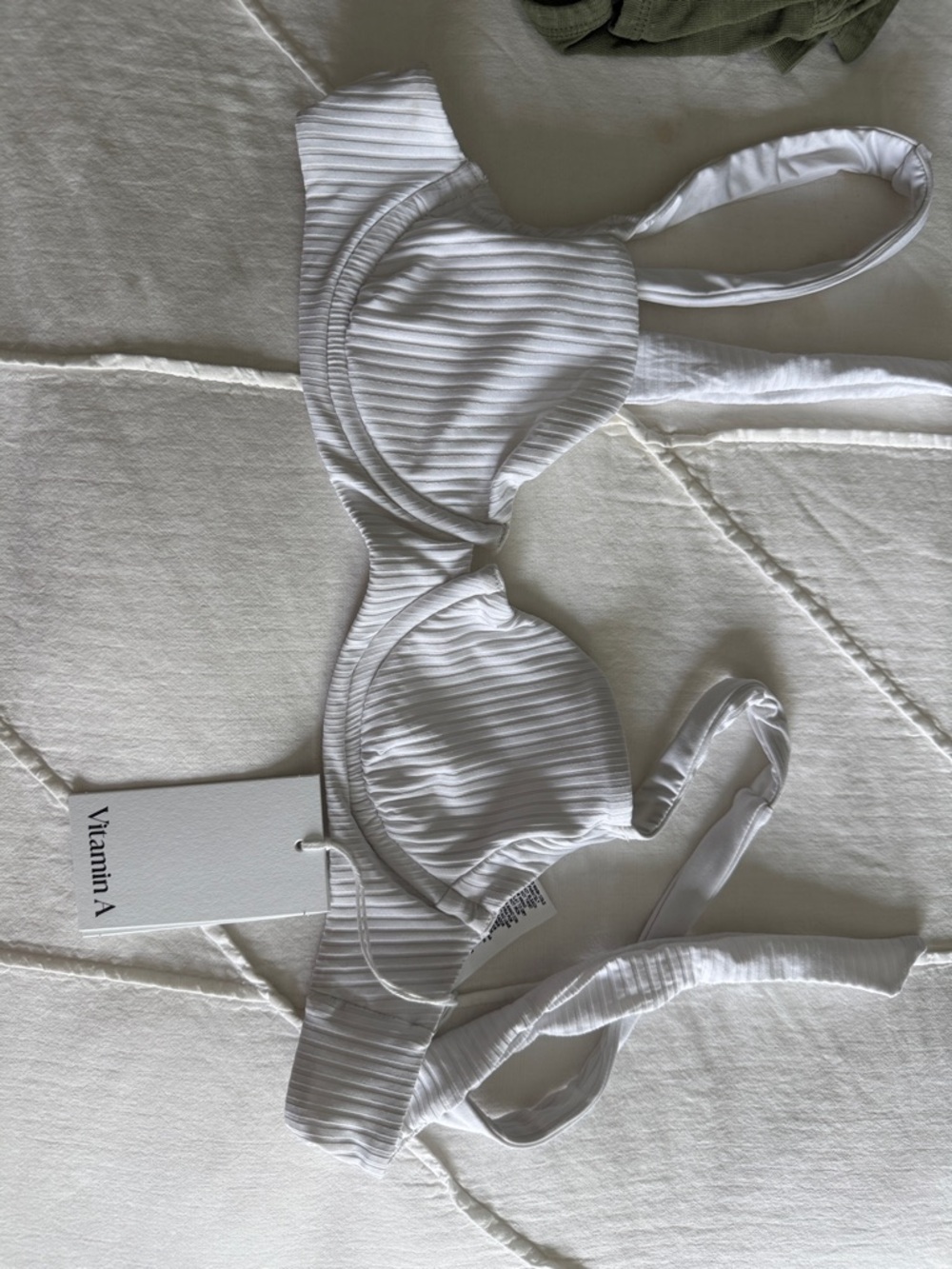 Vitamin A White Ribbed Underwire Bikini Top